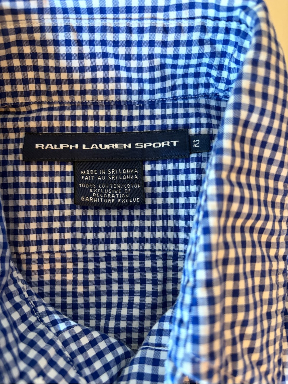 Ralph Lauren Navy and White Gingham Short-Sleeve Button-Down Shirt - Picture 6 of 6